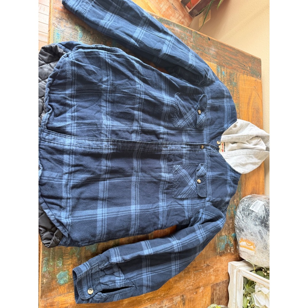 Mens large Wrangler hooded flannel shirt jacket